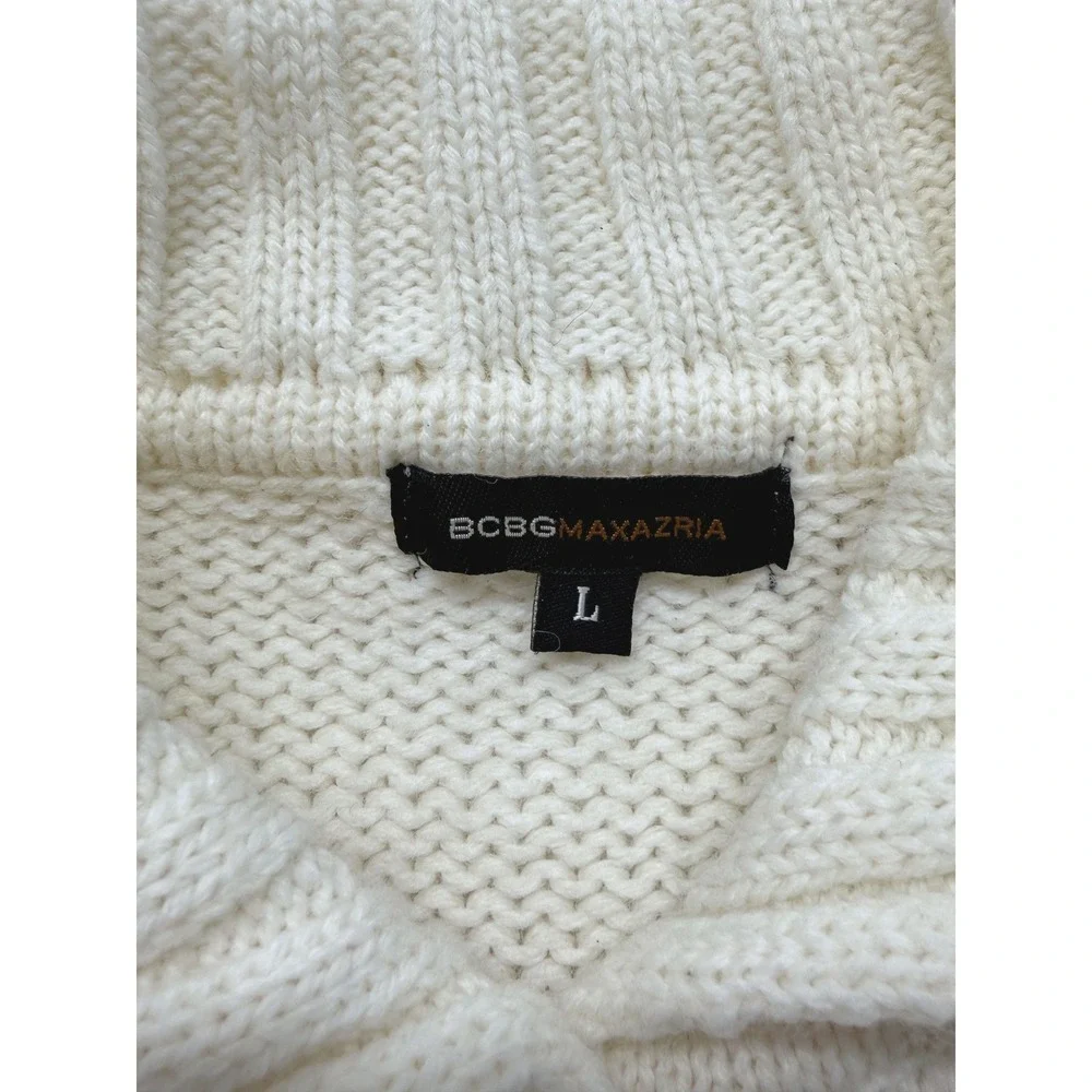 BCBGMAXAZRIA Cream Wool Blend Button Front Cardigan Sweater L